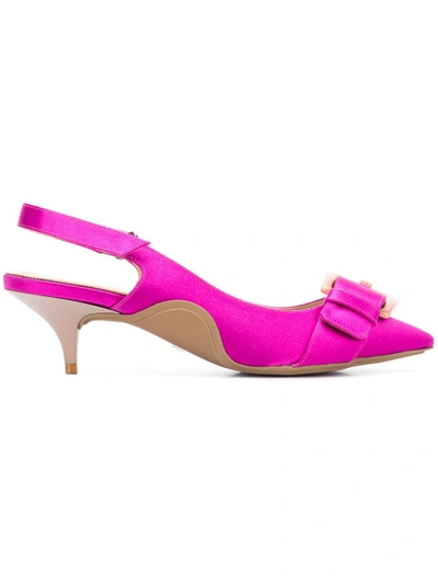 N°21 Statement Buckle Slingbacks In Pink & Purple