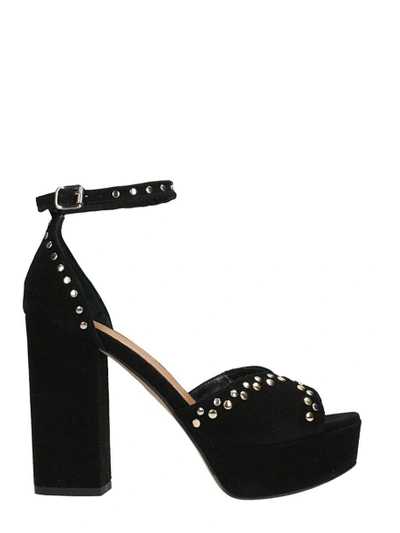 Julie Dee Plateau Black Suede Sandals