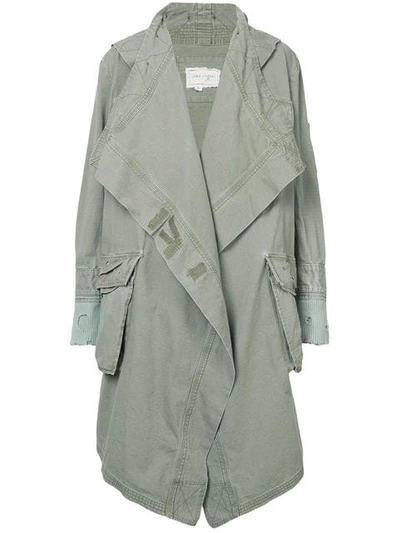 Greg Lauren Oversized Parka Coat In Green