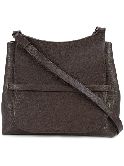 The Row Sideby Equestrian Leather Crossbody Messenger Bag In Espresso