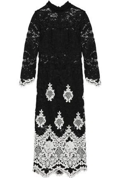 Alexis Embroidered Corded Lace Dress In Black