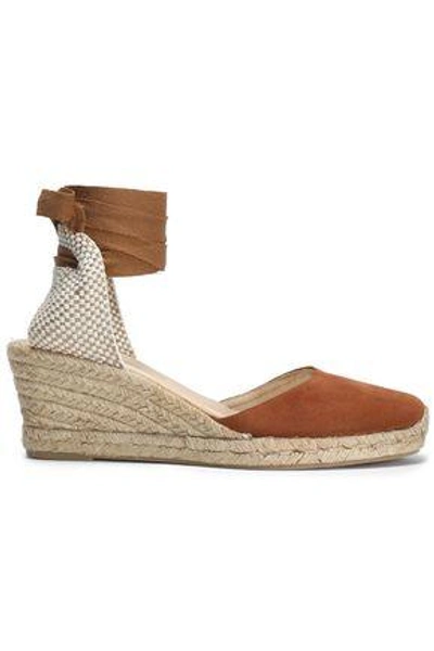 Iris & Ink Woman Peyton Suede Wedge Espadrilles Tan