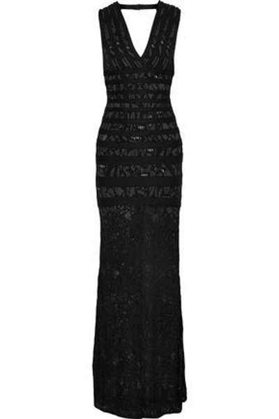 Herve Leger Hervé Léger Woman Veronica Jacquard-knit And Lace Gown Black