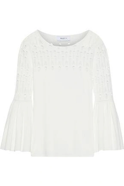 Bailey44 Woman Street Fair Pleated Open-knit Top White