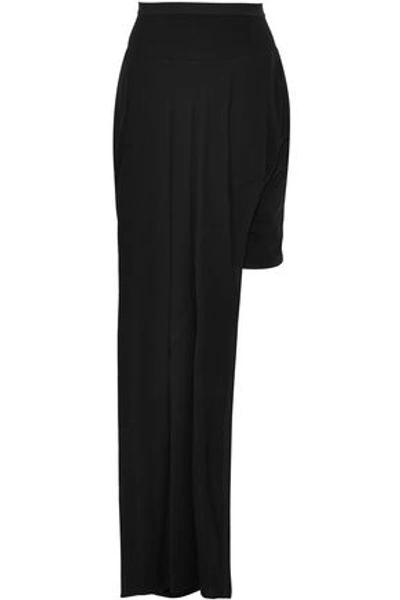 Rick Owens Skirt-effect Draped Printed Sateen Shorts In Black