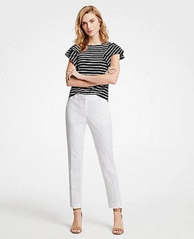 Ann Taylor Petite Eyelet Straight Crop Jeans In White