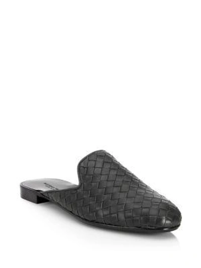 Bottega Veneta Intrecciato Leather Woven Slides In Green