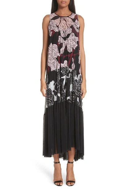 Fuzzi Patchwork Vino-print Sleeveless Long Dress