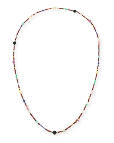 Splendid Long Bohemian Mixed-gem Necklace, Garnet, 54"l