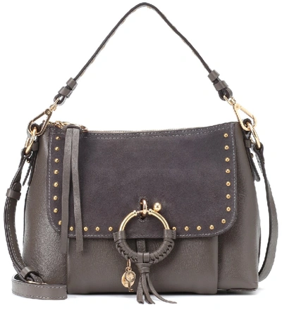 See By Chloé See By Chloe Joan Small Leather & Suede Shoulder Bag In Grey