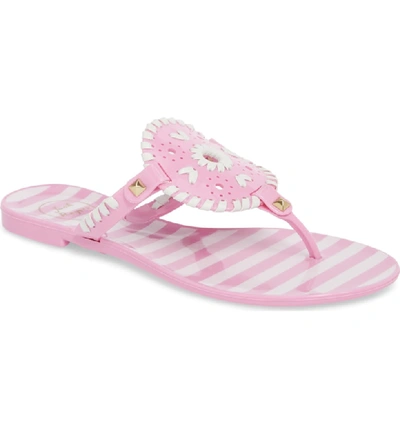 Jack Rogers Women's Georgica Striped Jelly Thong Sandals In Lavender Pink/ White
