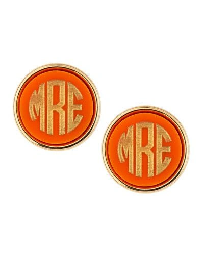Moon And Lola Block-letter Monogrammed Acrylic Stud Earrings In Hot Pink