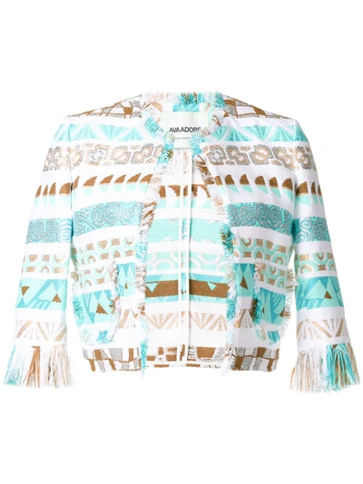 Ava Adore Cropped Patterned Raw Edge Jacket