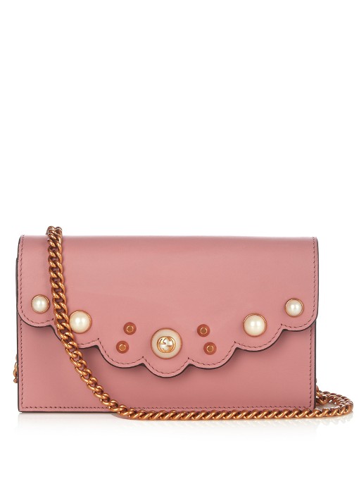 Gucci Peony Leather Cross-body Bag In Dusky-pink | ModeSens