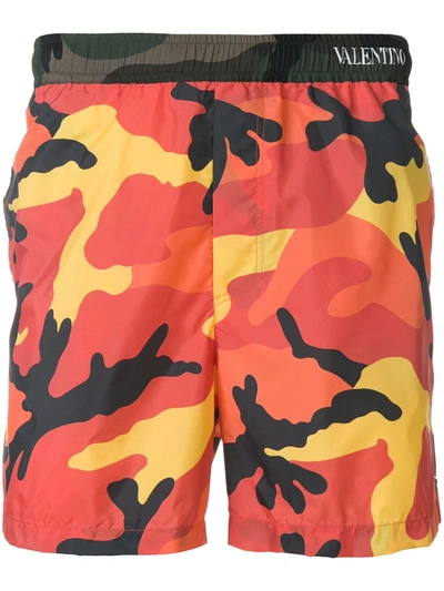 Valentino Camouflage-print Swim Shorts In Multicolored
