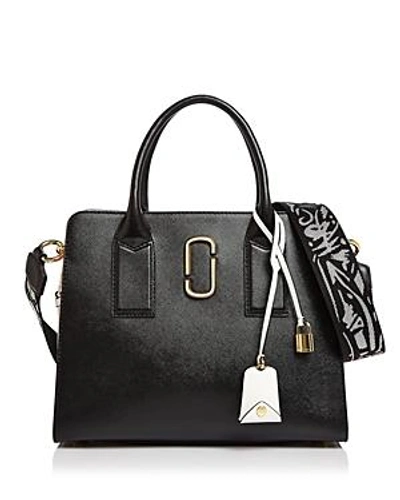 Marc Jacobs Big Shot Color Block Saffiano Leather Satchel In Black/ Baby Pink