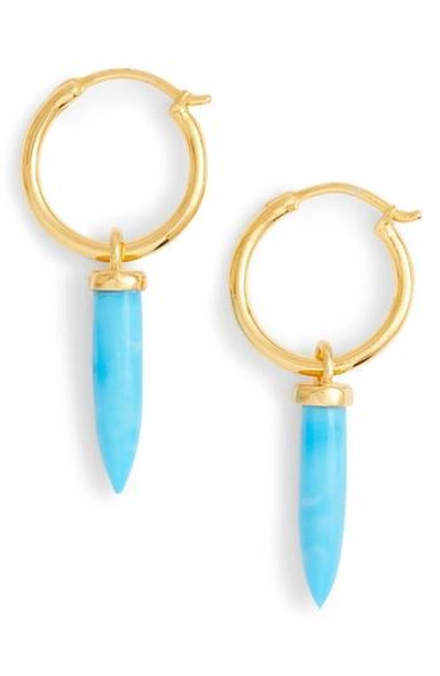 Missoma Mini Dagger Hoop Earrings In Turquoise/ Gold