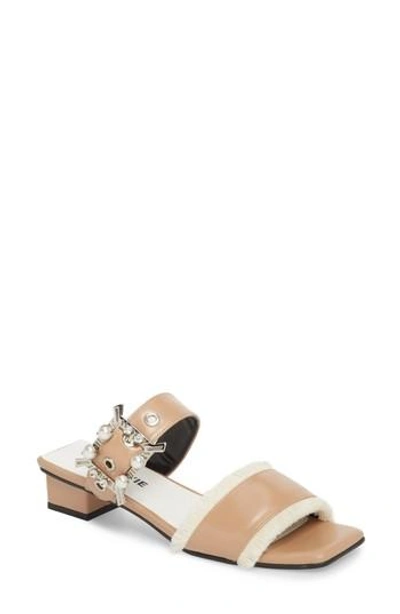 Yuul Yie Embellished Slide Sandal In Skin Beige