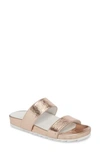 Jslides Edie Sandal In Pewter Leather