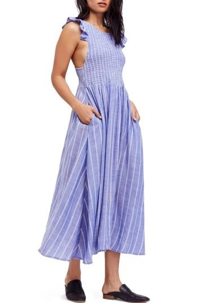 Free People Chambray Butterflies Midi Dress In Blue | ModeSens