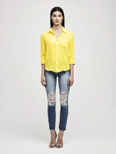 L Agence Ryan Blouse In Neon Yellow