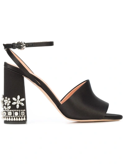 Rochas Embellished Block Heel Sandals - Black