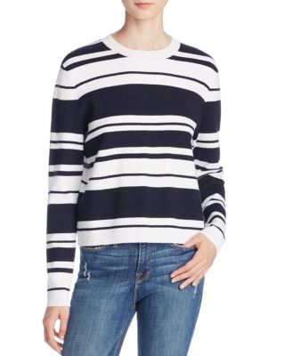 Frame Le Sculpture Long Sleeve Sweater In Navy/blanc | ModeSens