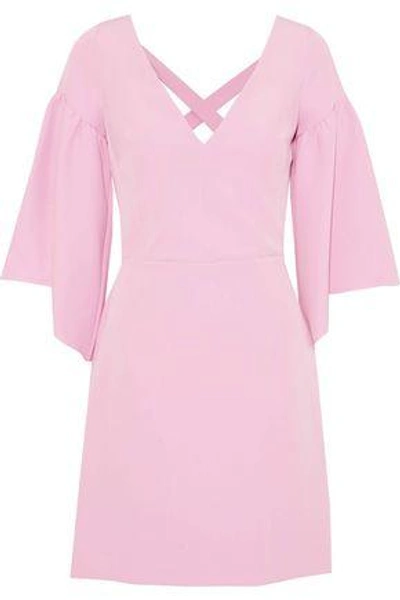 Milly Woman Bell Lace-up Crepe Mini Dress Lavender In Candy Pink
