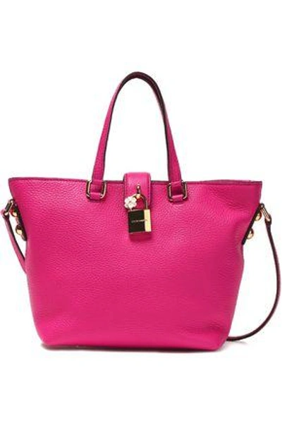 Dolce & Gabbana Woman Embellished Textured-leather Shoulder Bag Fuchsia