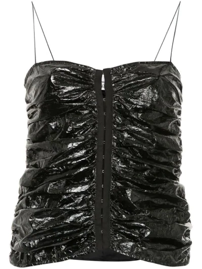 Georgia Alice Naughty Ruched-foil Corset Top In Black