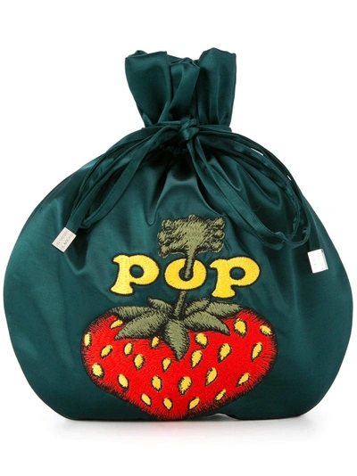 Hysteric Glamour Pop Berry Drawstring Clutch Bag In Green