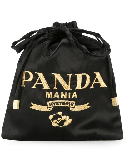 Hysteric Glamour Panda Mania Drawstring Clutch Bag In Black