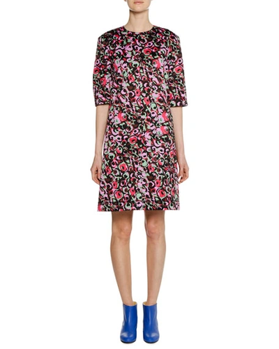 Marni Short-sleeve Abstract-print Cotton Woven Dress In Multi Pattern