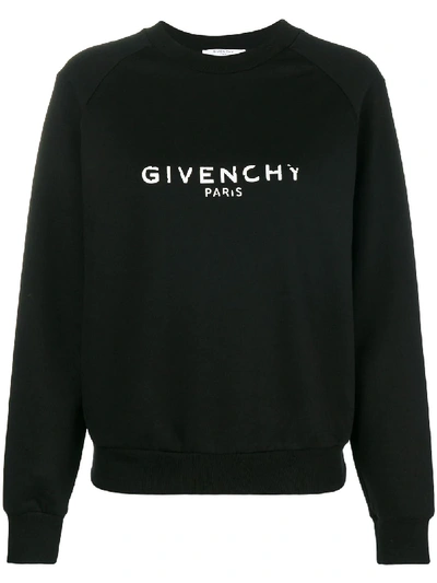 Givenchy Vintage Logo Cotton Jersey Sweatshirt In Black