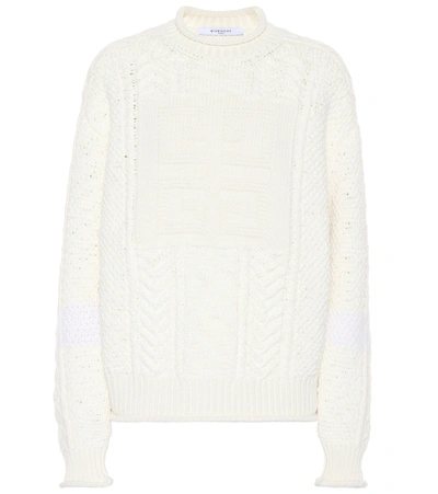 Givenchy Mock-neck Long-sleeve Cashmere Sweater W/ Logo Detail In White