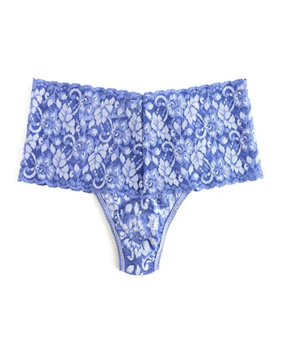 Hanky Panky Cross-dyed Retro Thong In Chambray/ivory