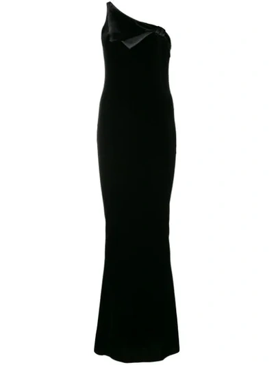 Emporio Armani Black One-shoulder Stretch-velvet Gown