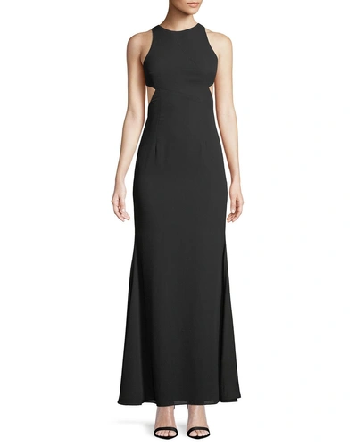 Fame And Partners The Midheaven Cutout Georgette Gown In Black