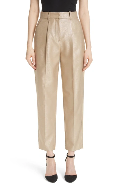 Emporio Armani High-waist Straight-leg Metallic-wool Pants In Gold