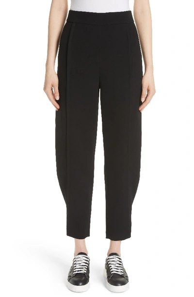 Emporio Armani Tapered Satin Back Crepe Pants W/ Button-tab Cuffs In Black
