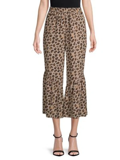 Kobi Halperin Kobe Halperin Leah Leopard-print Cropped Silk Pants In Natural Multi