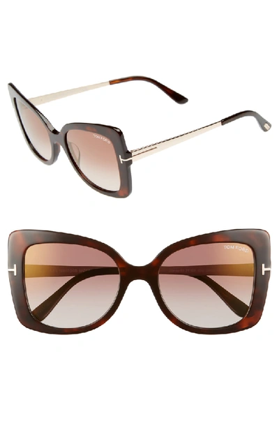 Tom Ford Gianna 54mm Sunglasses - Dark Havana/ Brown Mirror