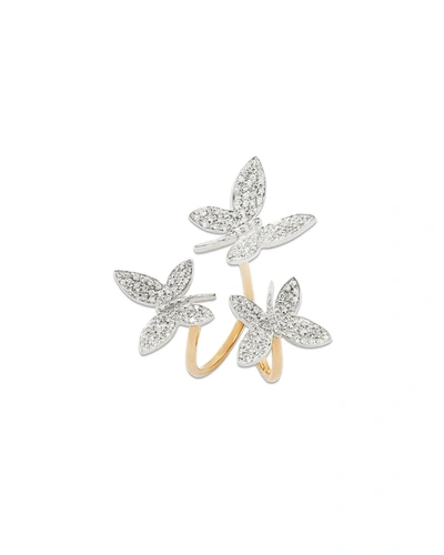 Staurino Fratelli 18k Rose Gold Nature Triple Diamond Butterfly Ring