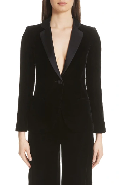 Emporio Armani One-button Classic Velvet Tuxedo Jacket In Black