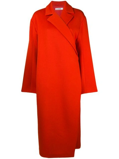 Jil Sander Belted Wool/cashmere Wrap Coat In Orange