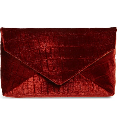 Dries Van Noten Crocodile-embossed Velvet Envelope Clutch Bag In Red