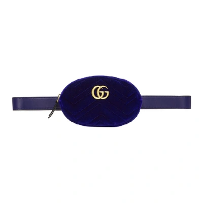 Gucci Gg Marmont Small Matelasse Belt Bag In 4511 Cobalt