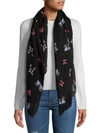 Karl Lagerfeld Choupette Print Scarf In Black