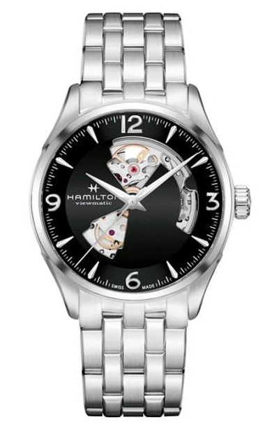 Hamilton Jazzmaster Open Heart Automatic Bracelet Watch, 42mm In Silver/ Black/ Silver