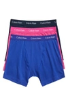 Calvin Klein 3-pack Boxer Briefs In Rosy/ Submerge/ Pure Cerulean